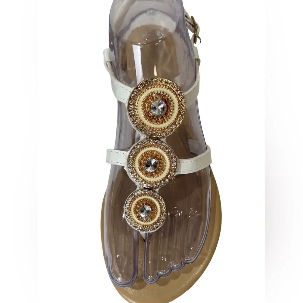 Mixit MX Sandal Foula Women’s White/Gold Beaded Strappy Sandal Size-6 NWOT